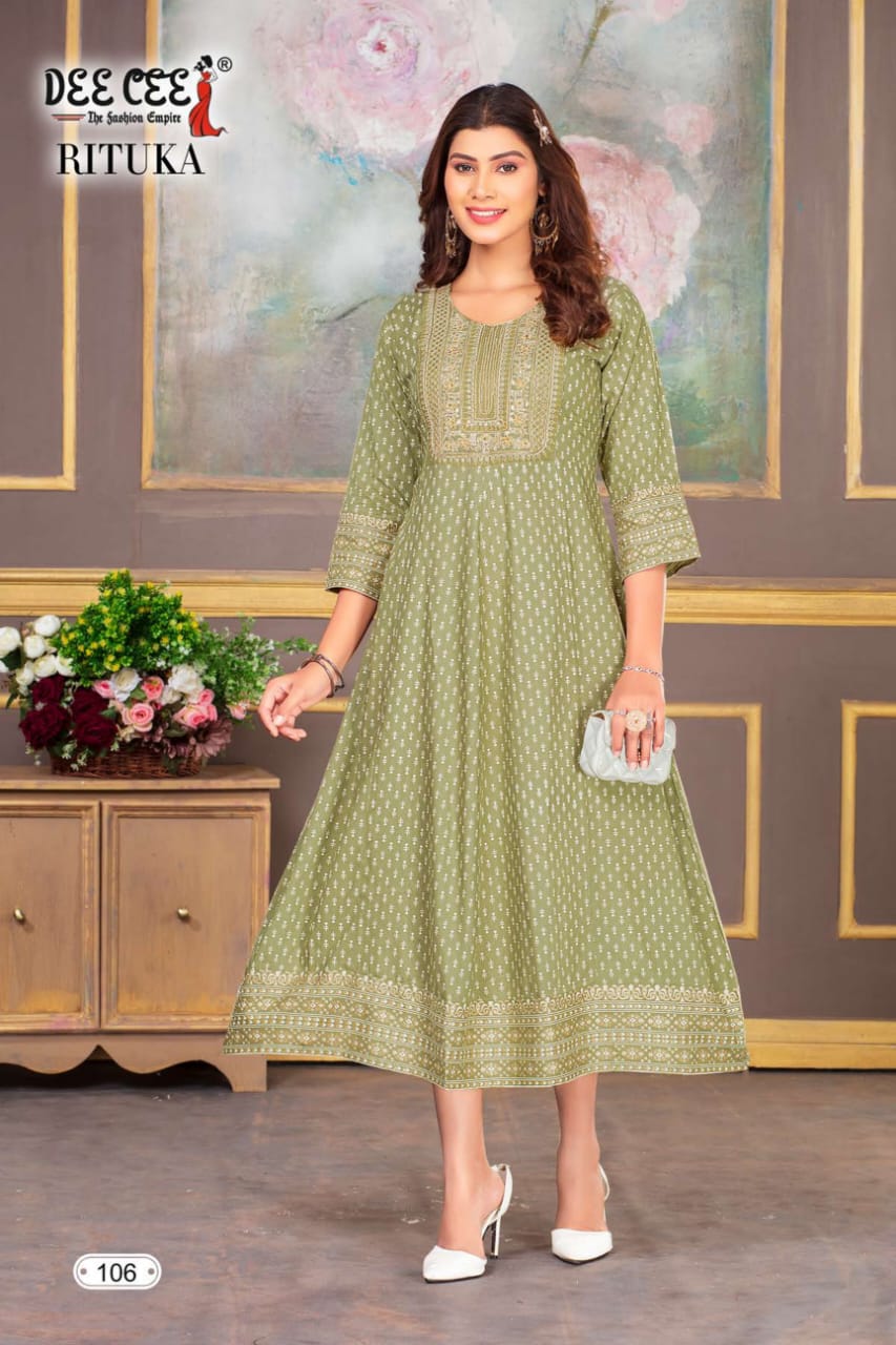 Rituka By Dee Cee Printed Wholesale Long Anarkali Kurtis Orders In India